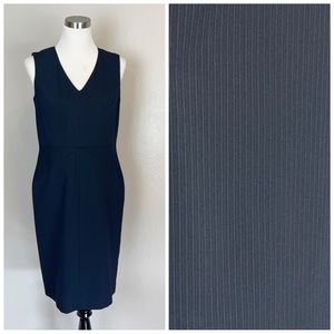 •LOUBEN• Navy Pinstripe Sleeveless Sheath‎ Dress Size 6 Career Office Business